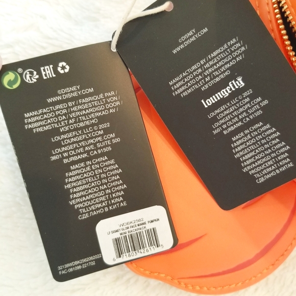 Loungefly Disney Glow Face Minnie Pumpkin Double Strap Backpack Purse Halloween - Picture 14 of 15